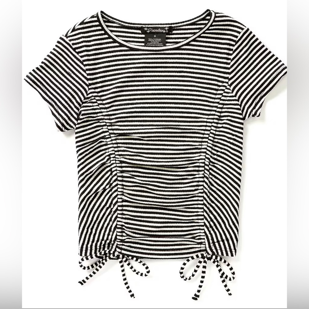NWT Xtraordinary Short Sleeve Striped Cinched-Side T-Shirt Sz XL